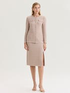 Misook Tonal Tweed Straight Knit Skirt