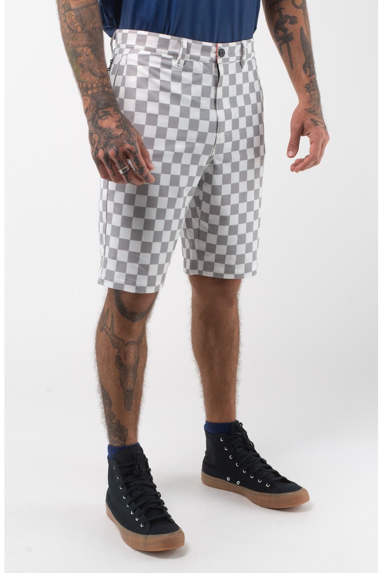 Check Hybrid Board Shorts, Alternate, color, HEATHER GREY