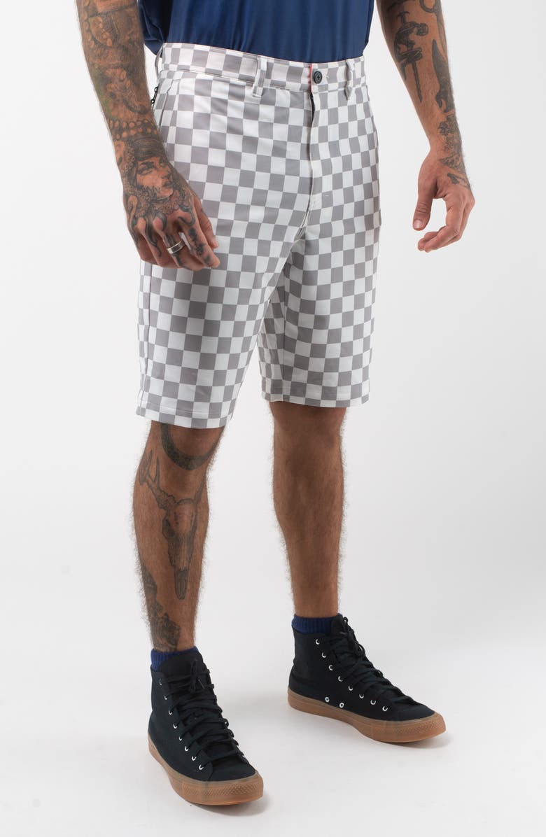 VAST Check Hybrid Board Shorts, Alternate, color, Heather Grey