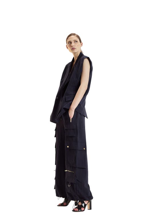 Cynthia Rowley Oversized Double Breasted Vest In Blue