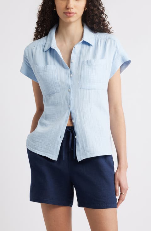 Cotton Gauze Button-Up Shirt