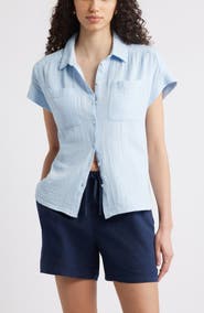Caslon® Cotton Gauze Button-Up Shirt