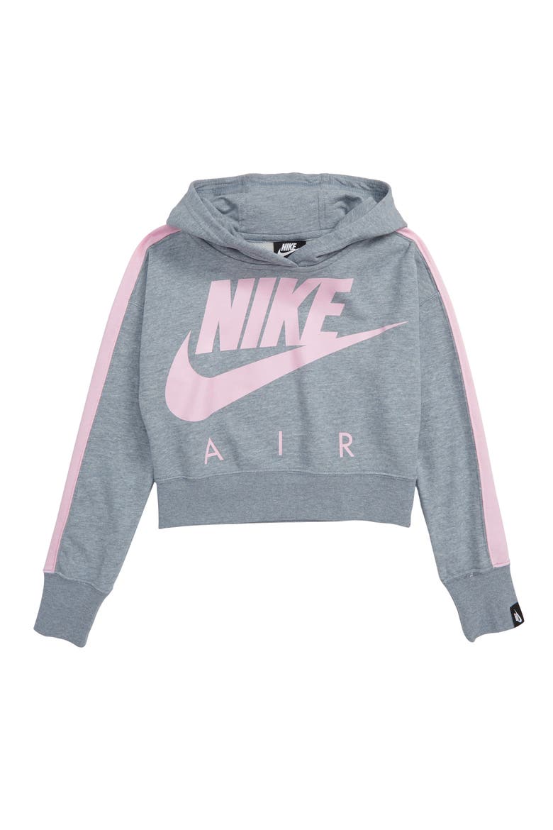 Air Logo Crop Sweatshirt, Main, color, ASHEN SLATE/ HEATHER/ PINK