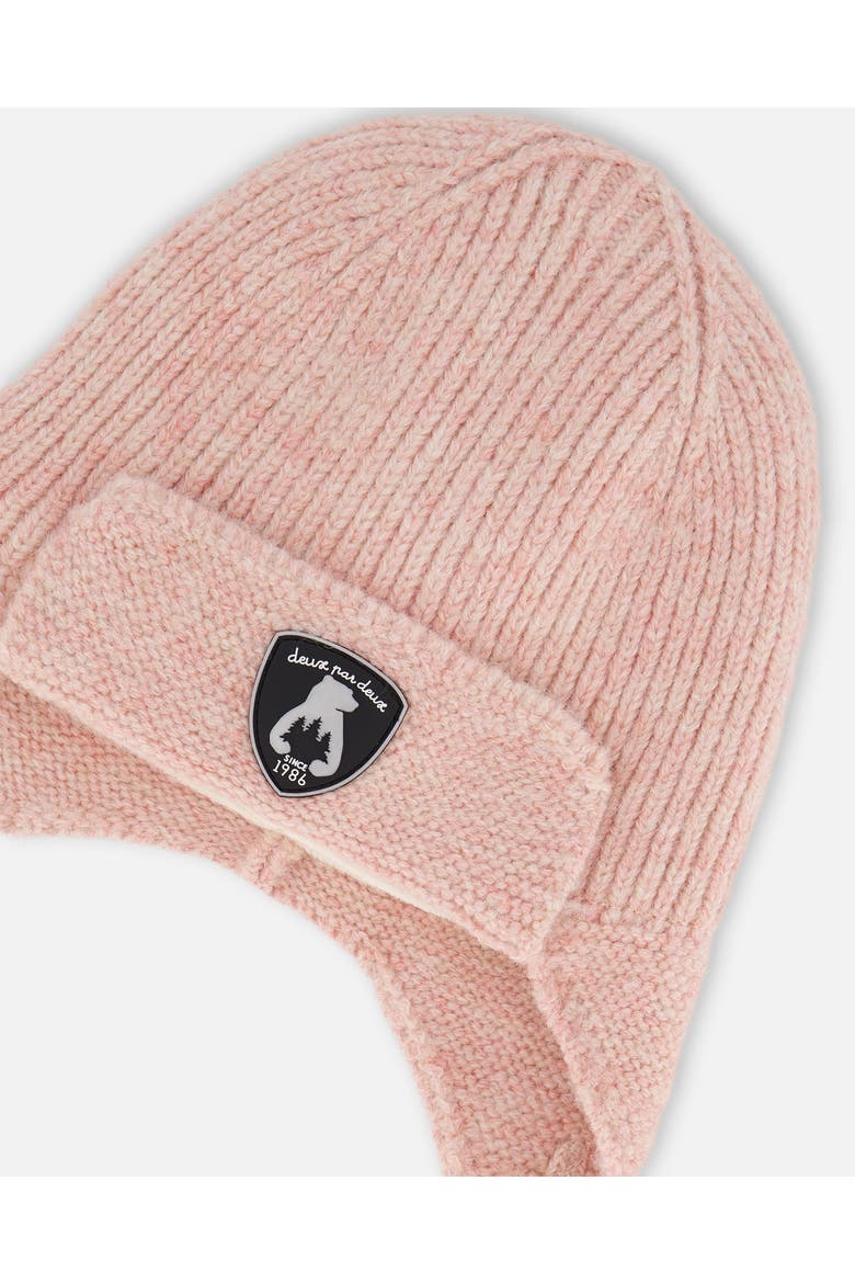 Lined Knit Hat with Ears and Strings, Alternate, color, Dusty Pink