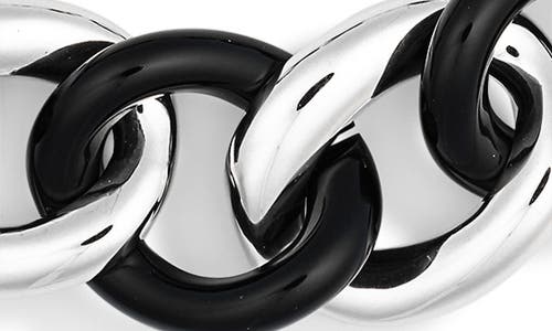 Cz By Kenneth Jay Lane Two-tone Chain Link Necklace In Polished Silver