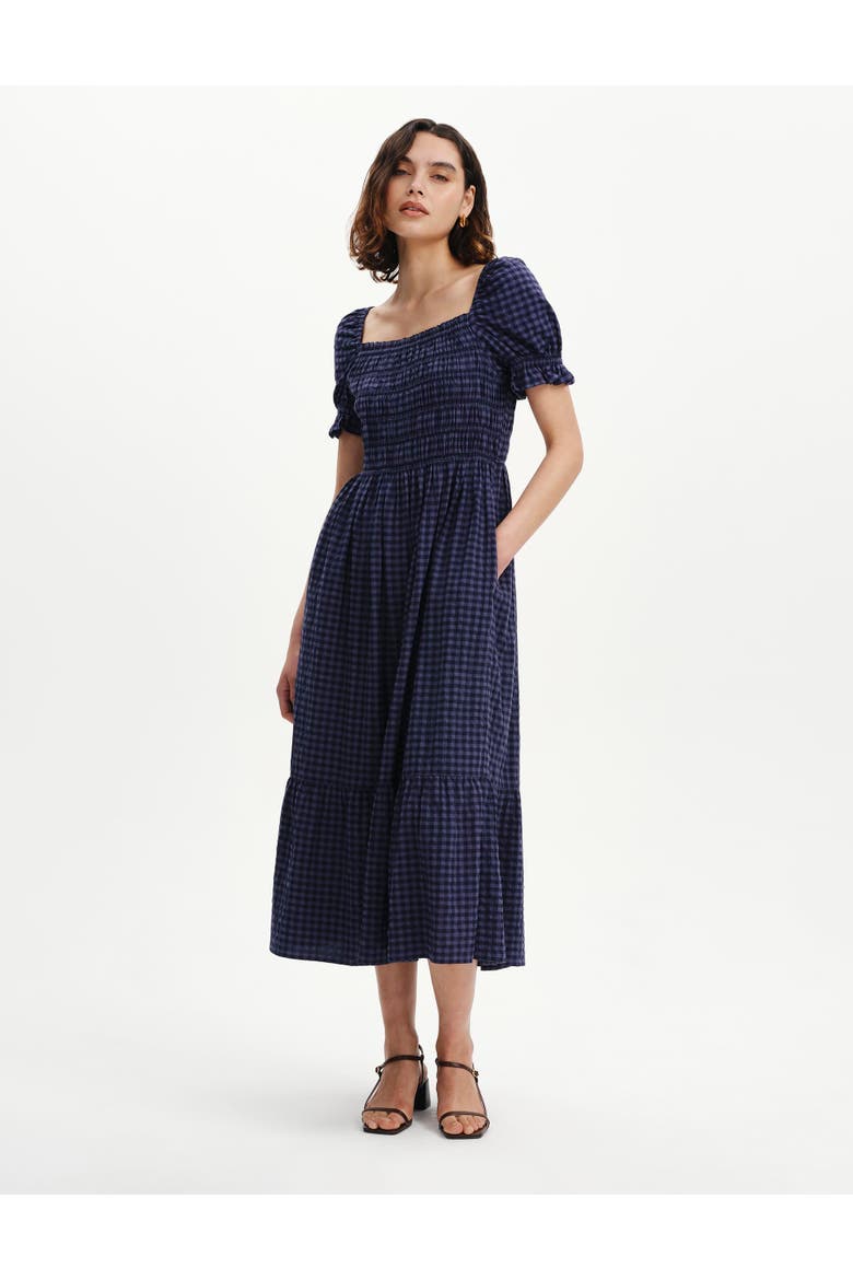 Petite Dawn Square Neck Midi Dress, Main, color, Navy