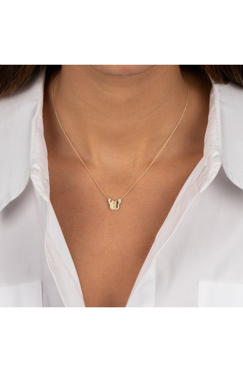 BY ADINA EDEN Diamond Pave Ridged Butterfly Pendant Necklace 14K, Alternate, color,