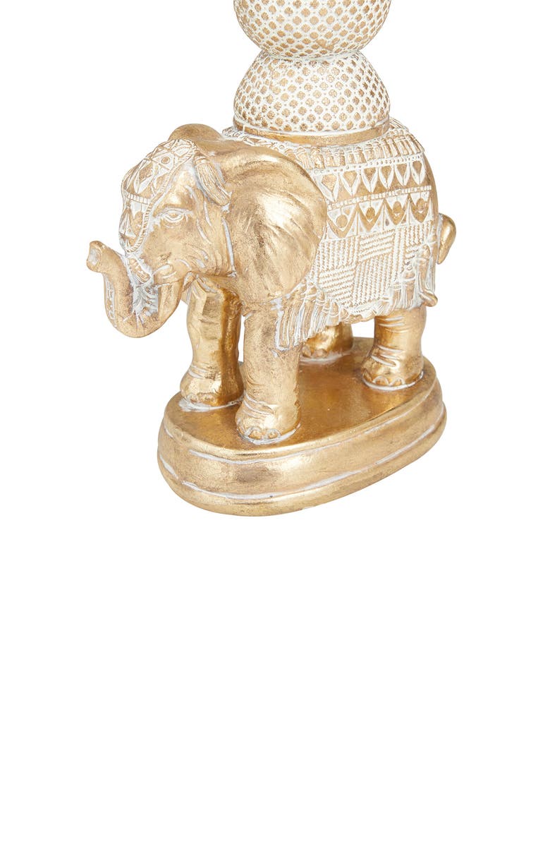 VIVIAN LUNE HOME White Polystone Elephant Candle Holder with Whitewash Finish, Alternate, color, Gold