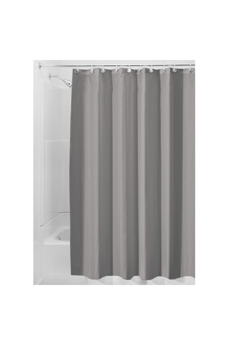 iDesign Solid Polyester Shower Curtain - 72" x 72" - Set of 2 - Gray, Alternate, color, Gray