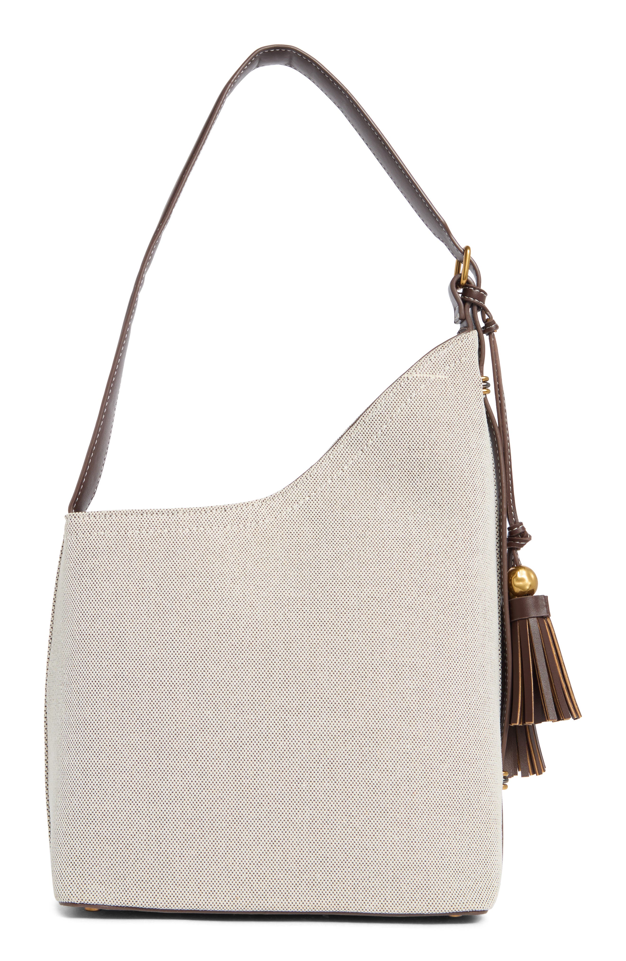 Steve Madden Fawn Canvas Bucket Bag, Alternate, color, Brown Flecked Canvas