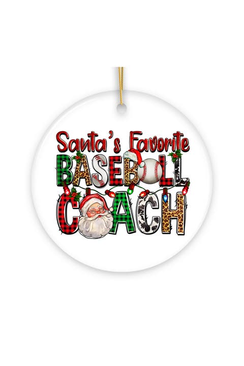Santas Favorite Baseball Coach Ceramic Ornament