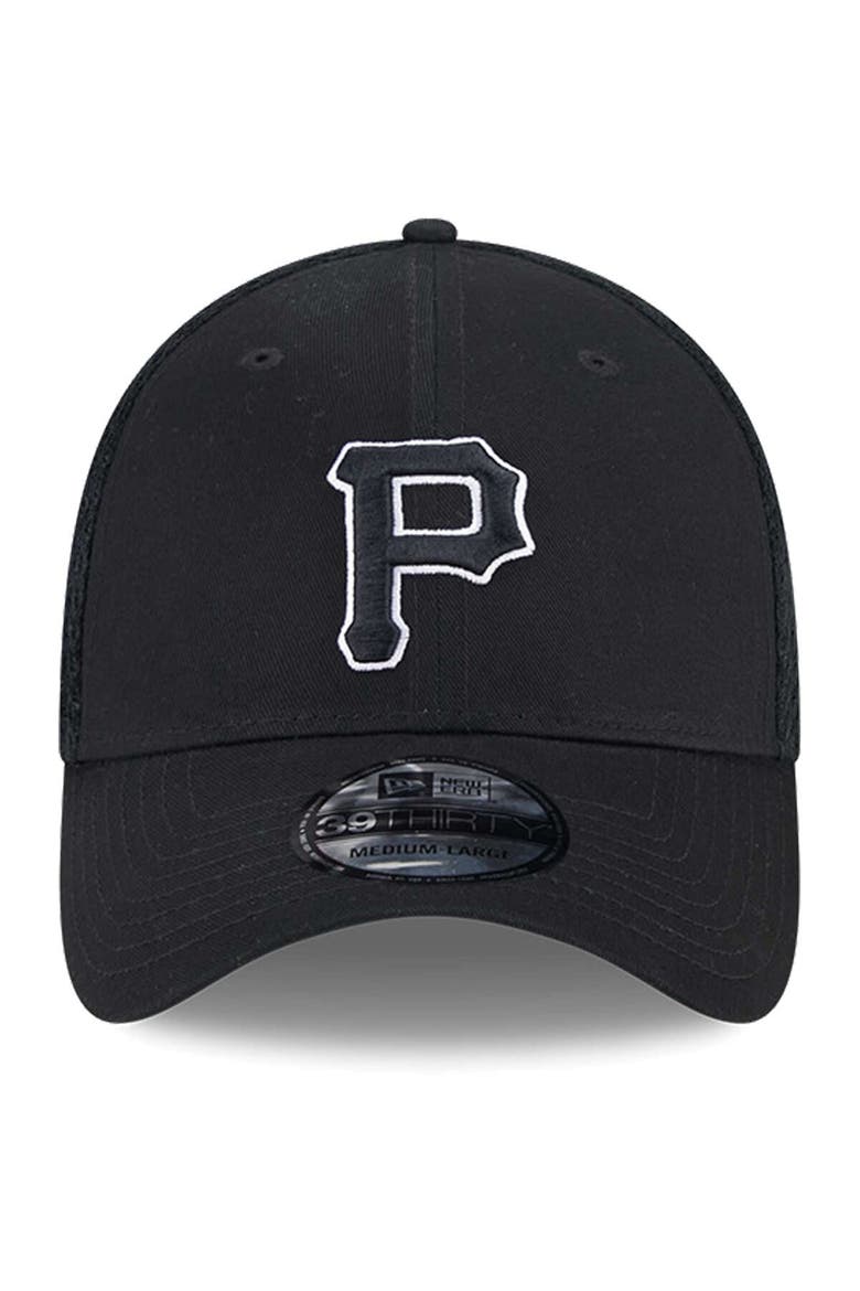 Men's New Era Pittsburgh Pirates Evergreen Black & White Neo 39THIRTY Flex Hat, Alternate, color, Black