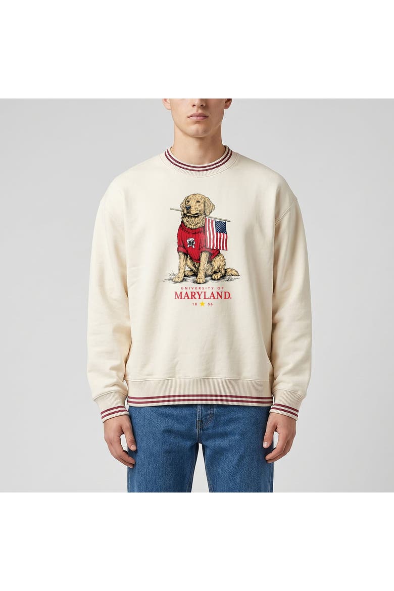 Unisex Uscape Apparel Cream Maryland Terrapins Americana Good Boy Ribbed Premium Sweatshirt, Main, color, Cream
