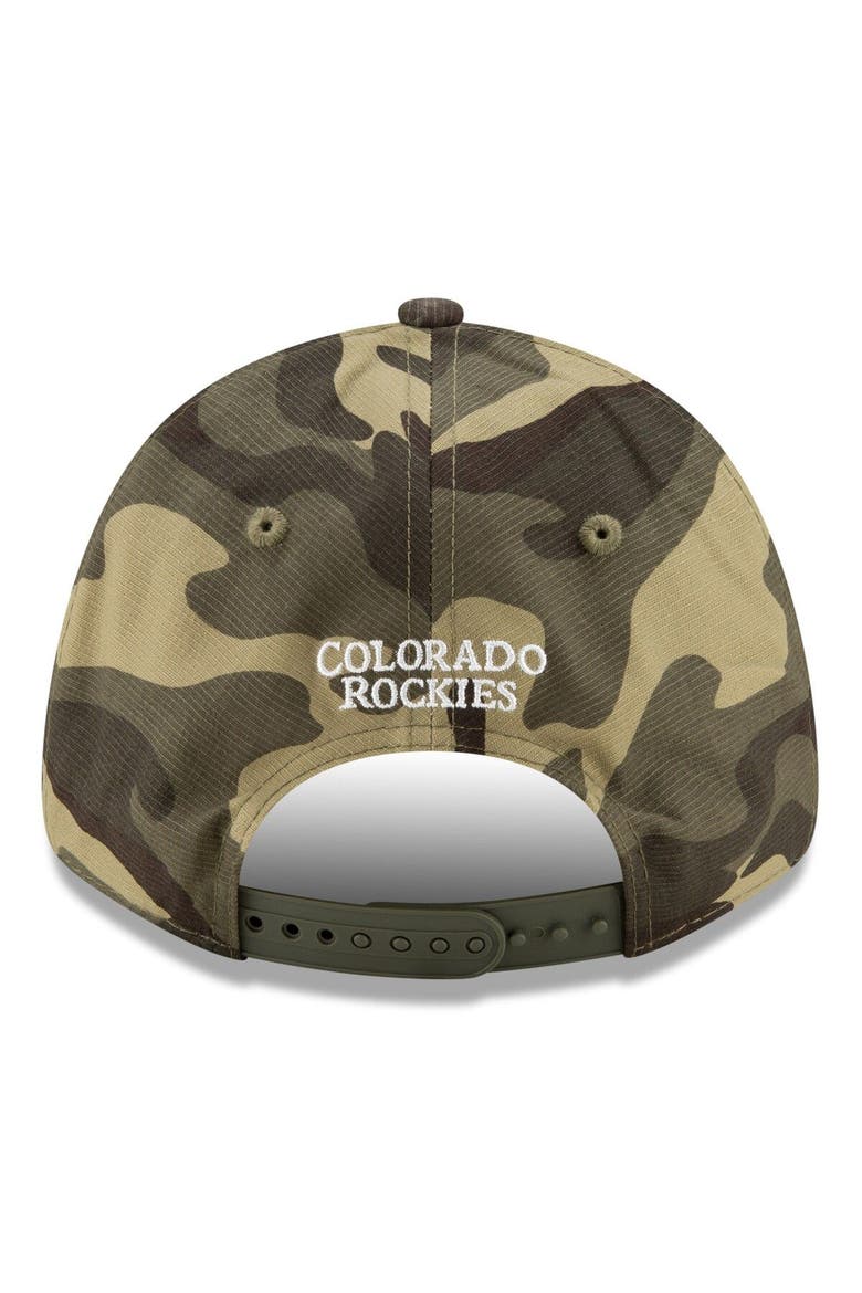 Men's New Era Camo Colorado Rockies 2021 Armed Forces Day 9FORTY Adjustable Hat, Alternate, color, Camo