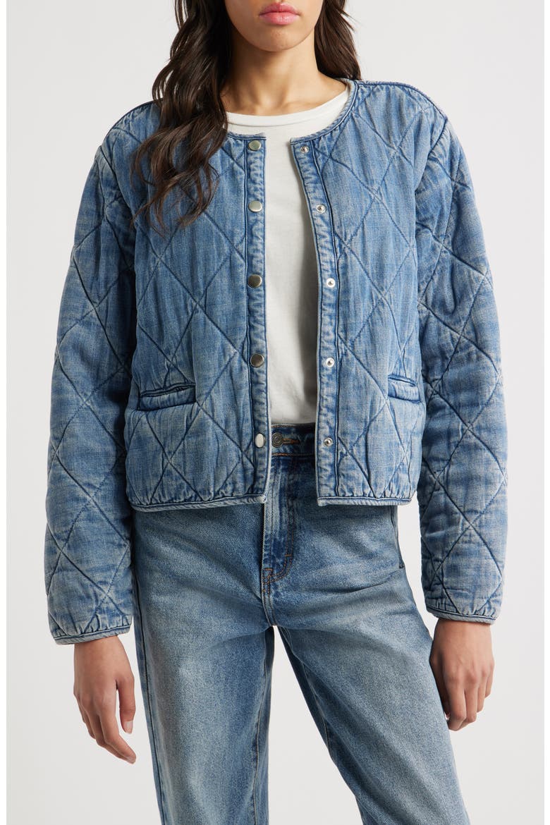 Ency Quilted Denim Jacket, Main, color, MID BLUE