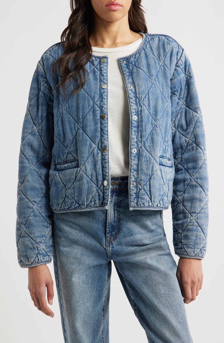 Rails Ency Quilted Denim Jacket, Main, color, Mid Blue