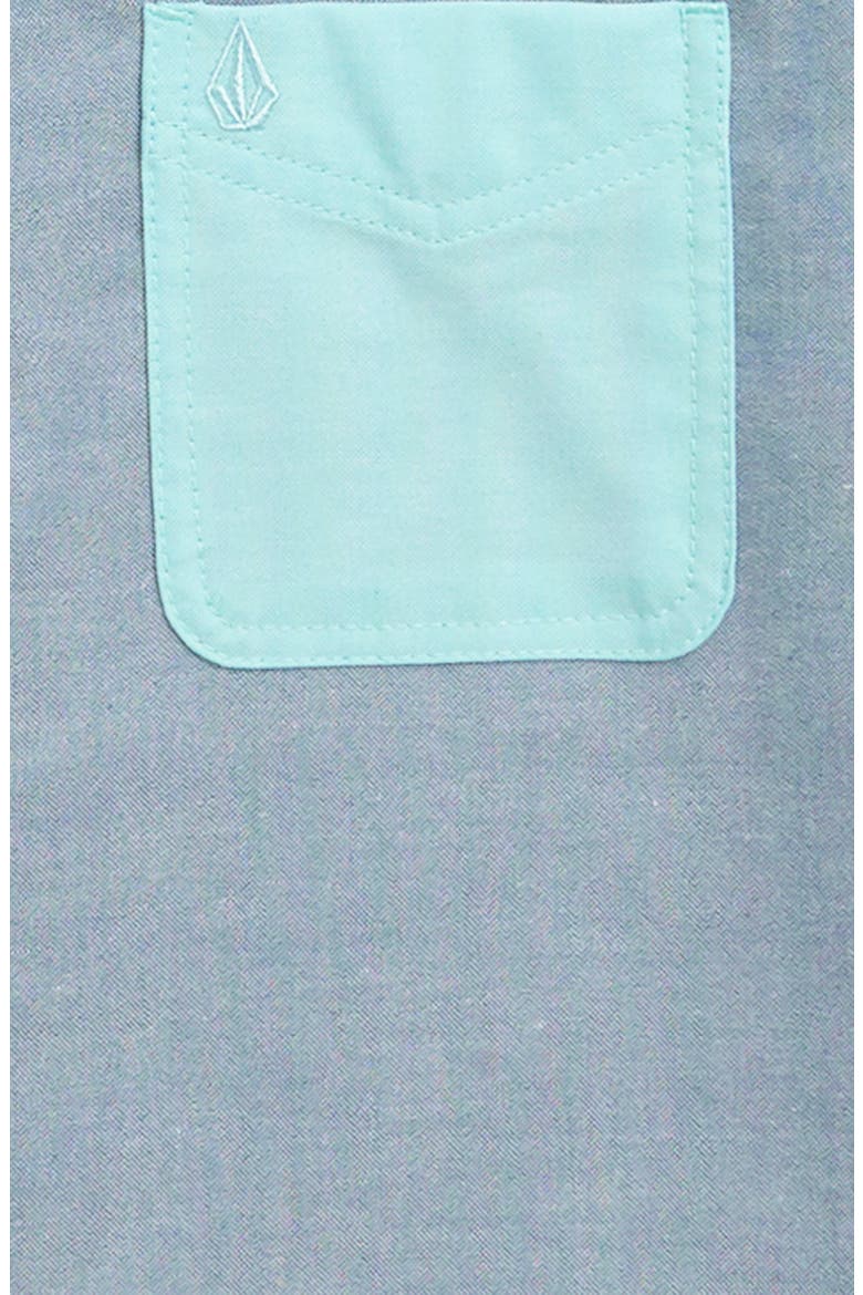 Kids' Satostone Colorblock Short Sleeve Stretch Button-Up Shirt, Alternate, color, CRETE BLUE