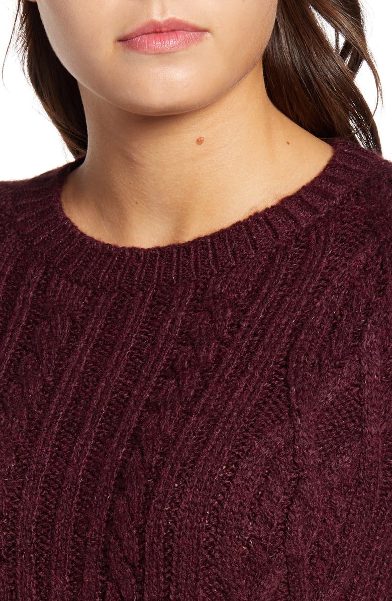 BP. Long Sleeve Cable Knit Sweater Dress, Alternate, color,