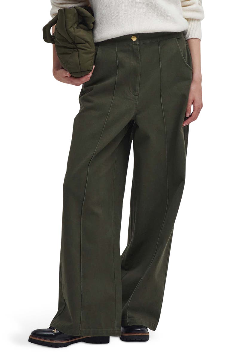 Barbour Allerston High Waist Utility Wide Leg Pants, Main, color, Olive