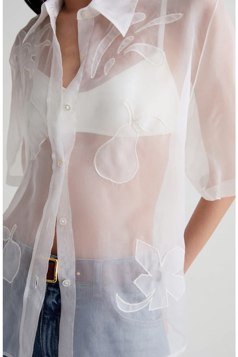 Emma Patch Sheer Silk Shirt, Alternate, color, TIPSY SUN