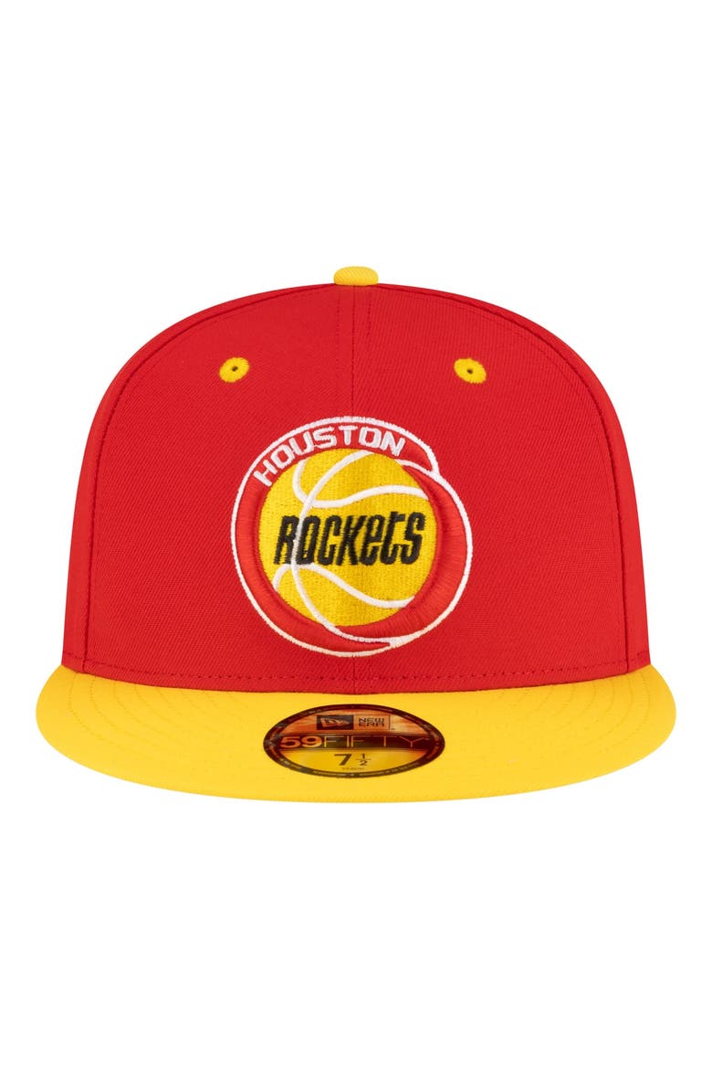 Men's New Era Red/Gold Houston Rockets 80s Throwback 59FIFTY Fitted Hat, Alternate, color, Red
