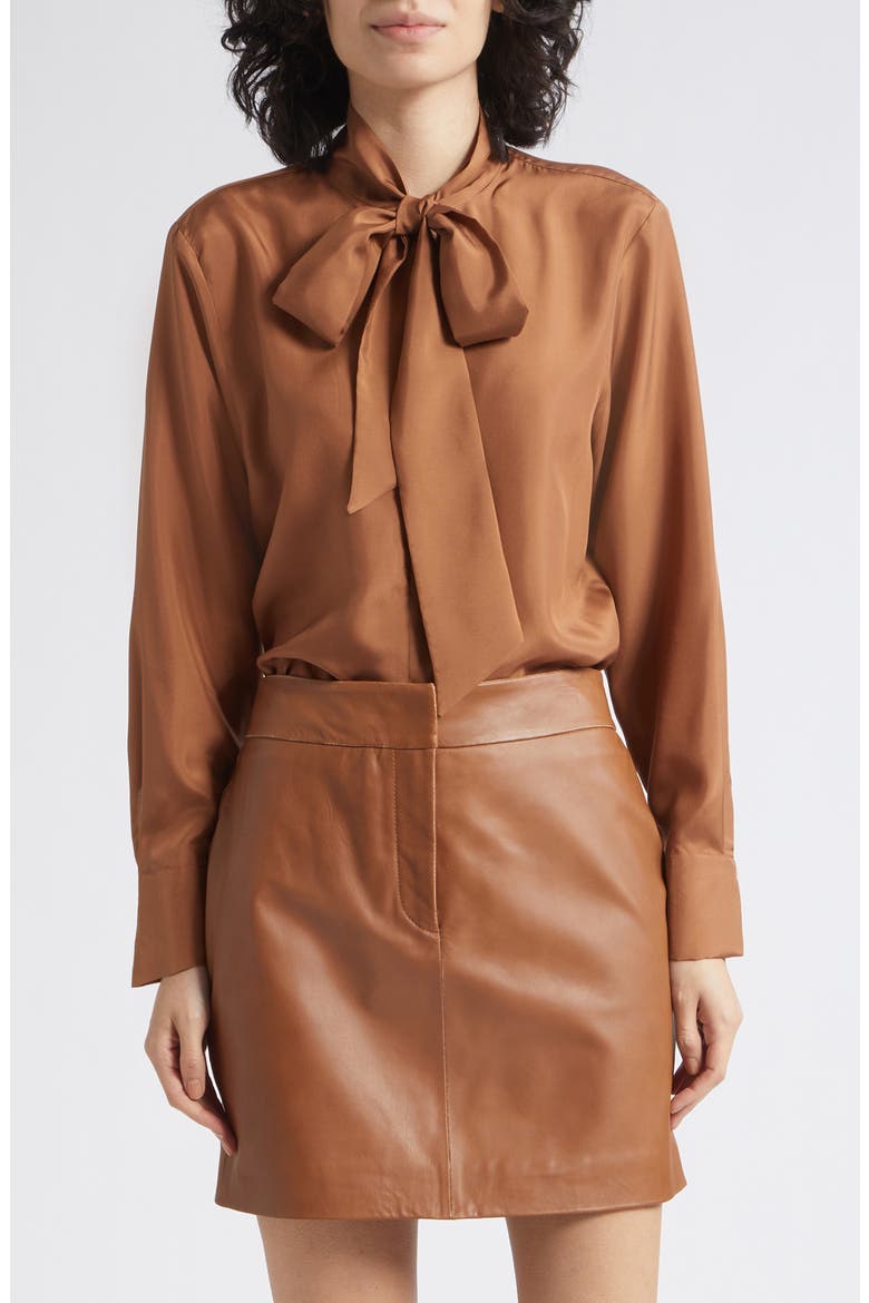 Leather Miniskirt, Main, color, TOBACCO BROWN