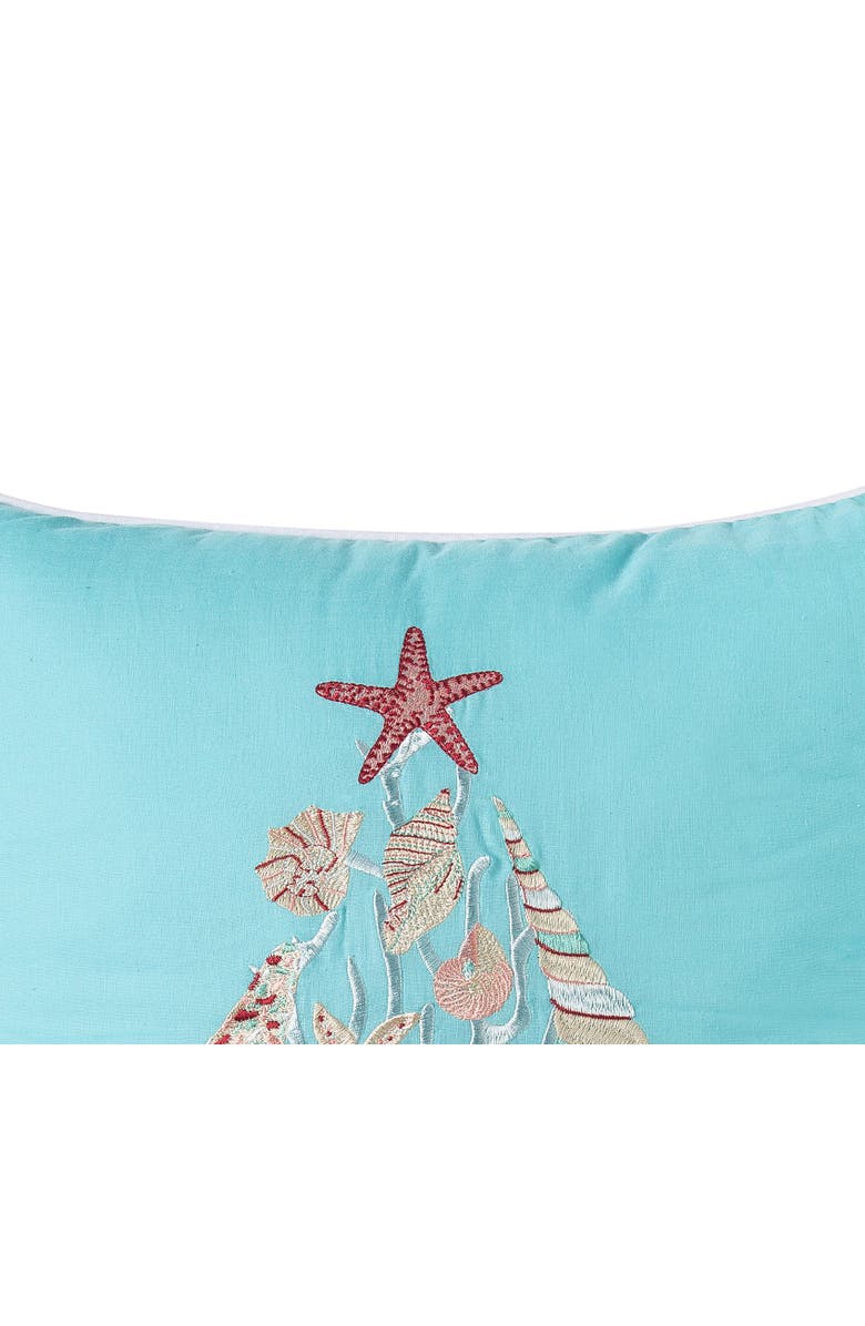 C&F Home Merry Christmas Seashells Aqua Pillow, Alternate, color, Blue