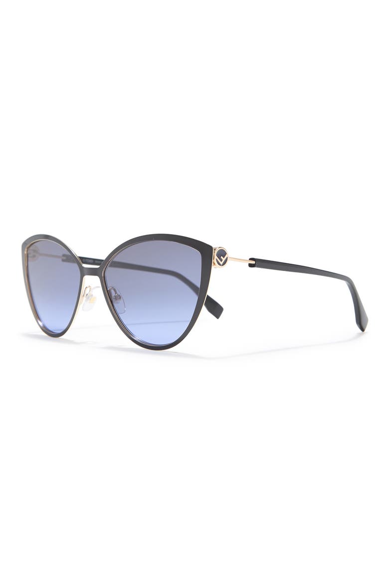 60mm Gradient Cat Eye Sunglasses, Alternate, color, BLACK/ GOLD/ GREY AZURE