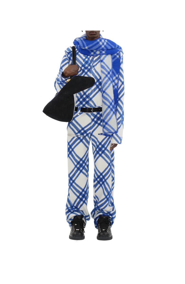 Burberry Check Wool Hooded Scarf, Alternate, color, Knight