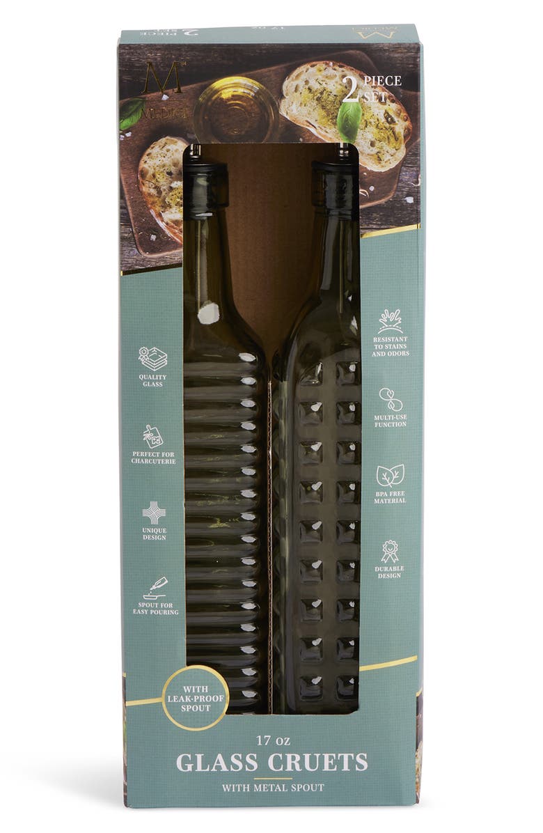 Core Home Set of 2 Glass Cruets, Alternate, color, Matcha