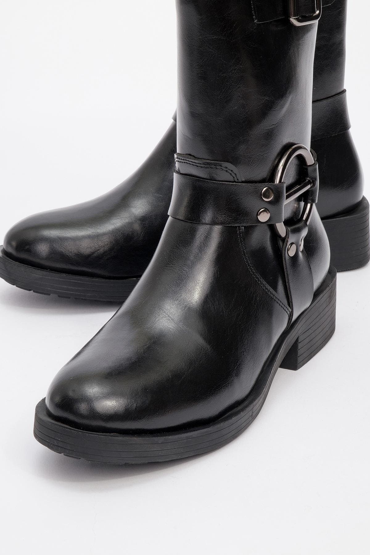 Prologue Shoes Fies Buckled Boot, Alternate, color, Black Faux Leather
