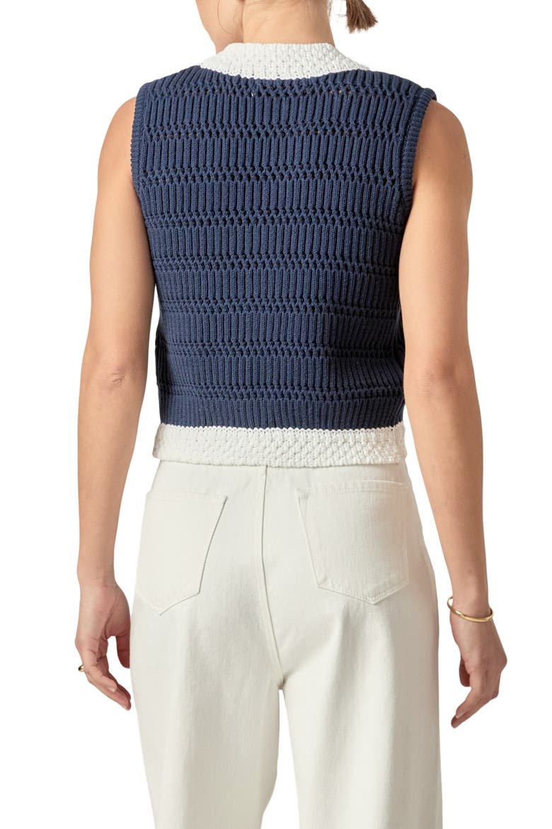 Contrast Sweater Vest, Alternate, color, NAVY/WHITE