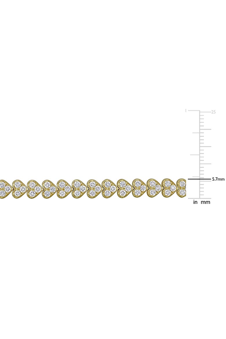 3 1/3ct. t.w. Lab-Grown Diamond Heart Tennis Bracelet 14k, Alternate, color, Yellow Gold
