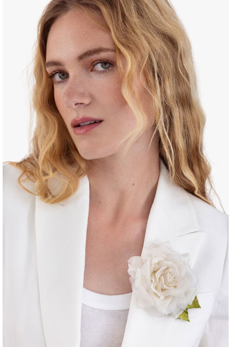 The White Rose Floral Brooch, Alternate, color, White