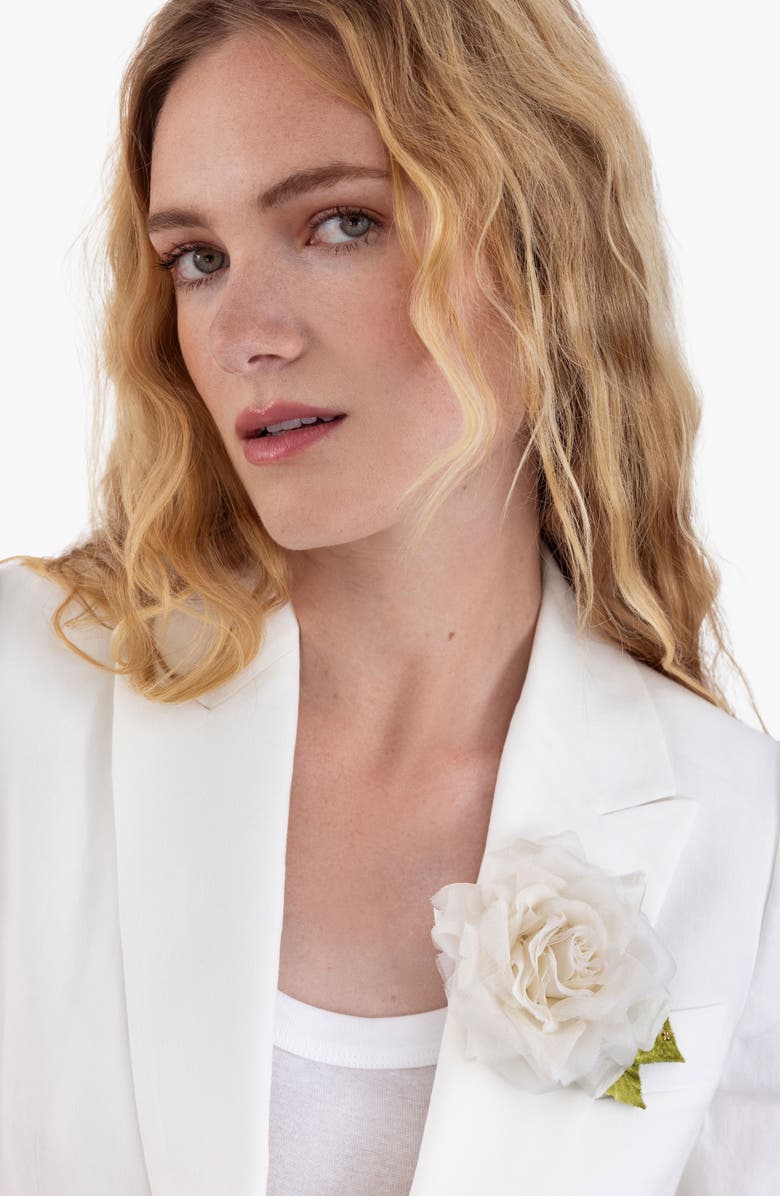 Helena Simon The White Rose Floral Brooch, Alternate, color, White