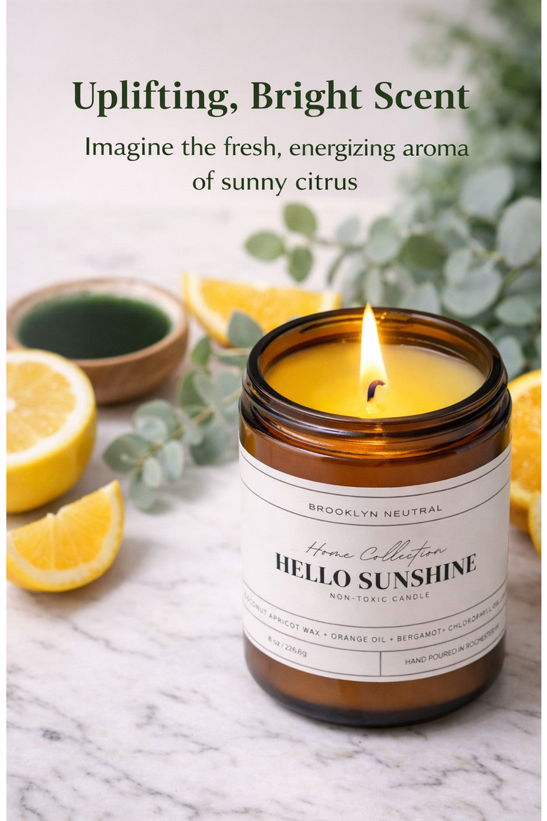 Hello Sunshine Citrus Luxury Non-Toxic Candle, Alternate, color, None