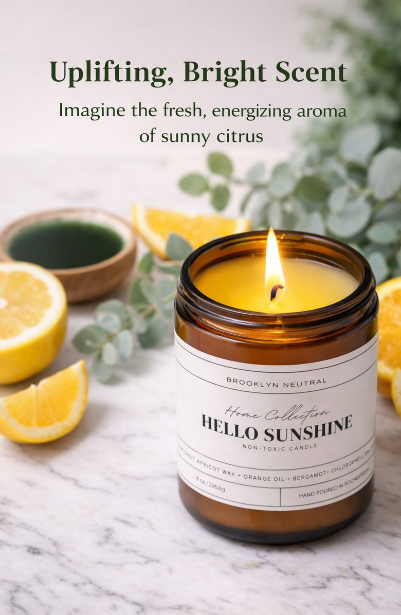 BROOKLYN NEUTRAL Hello Sunshine Scented Candle, Alternate, color, NO COLOR