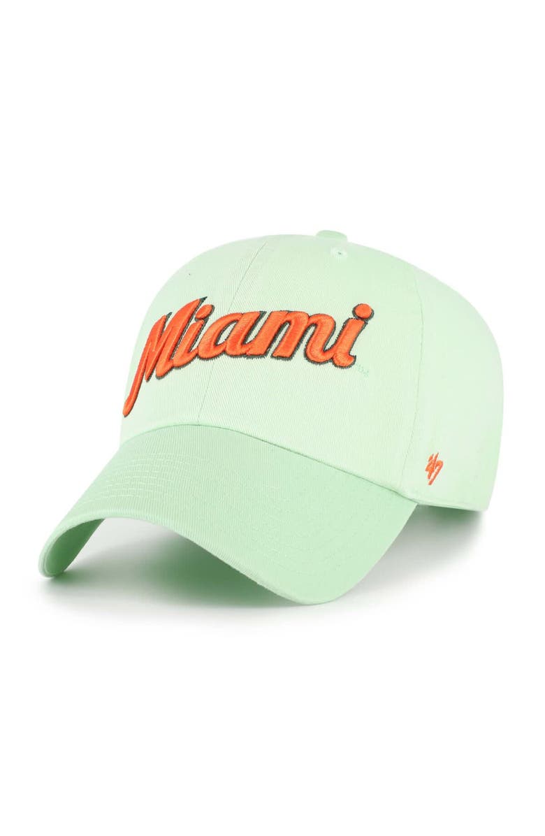 '47 Men's '47 Light Green Miami Hurricanes Vault Clean Up Adjustable Hat, Main, color,