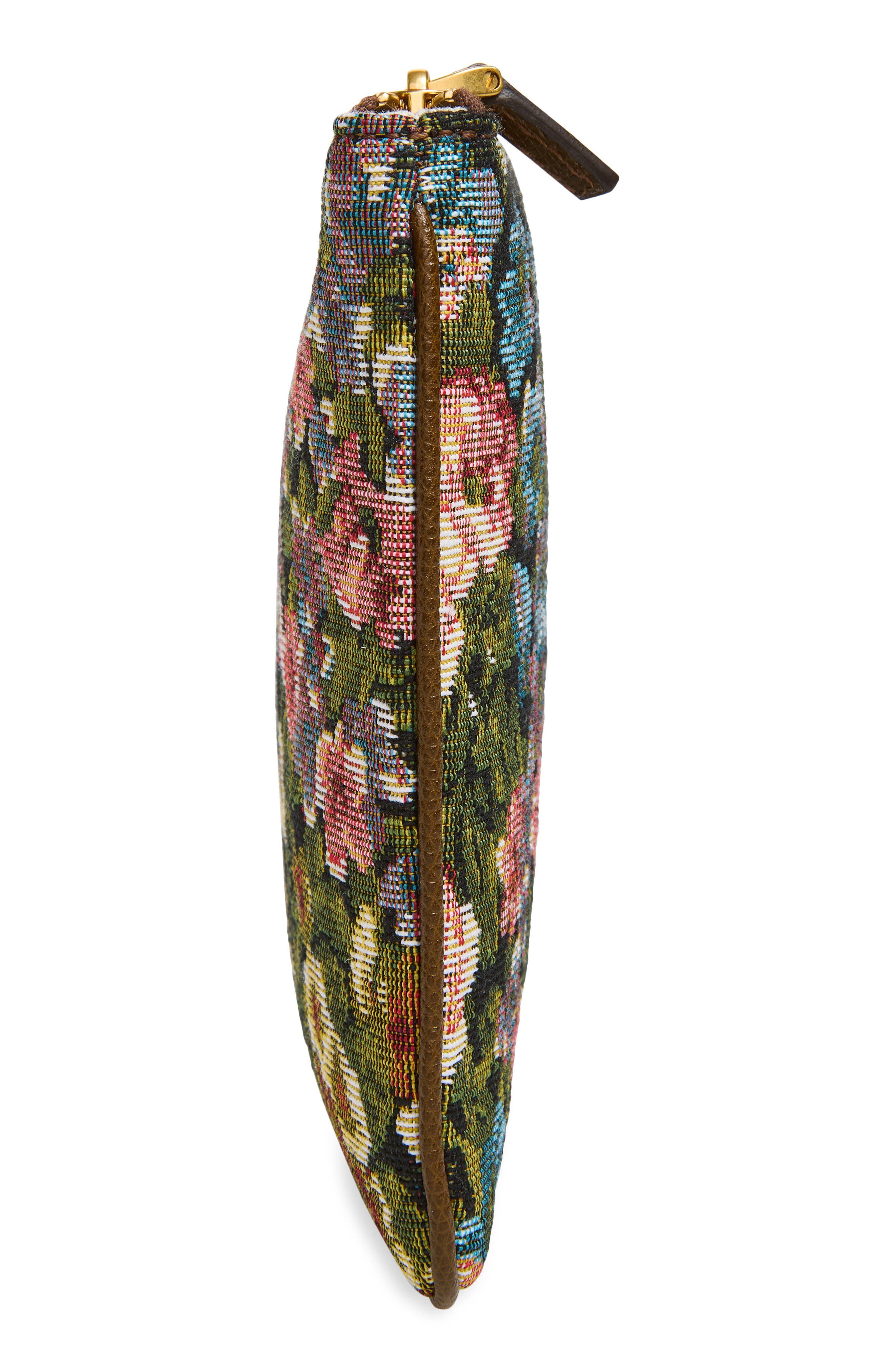 Valentino Garavani Medium VLOGO Floral Jacquard Pouch, Alternate, color, Brown Multi