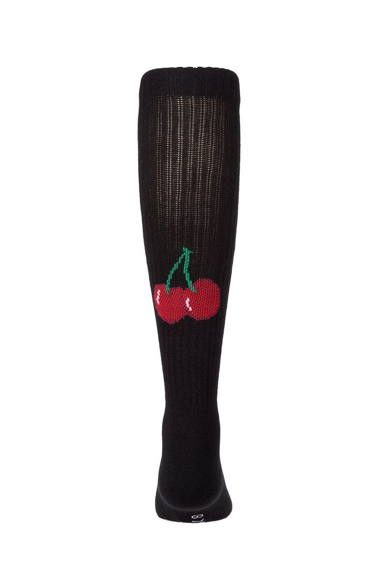 MeMoi Ribbed Cotton-Blend Smile Stripe Knee High Sock, Main, color, 
