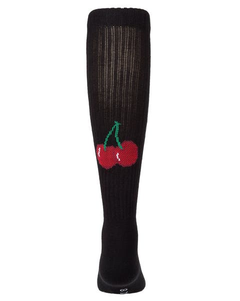 Ribbed Cotton-Blend Smile Stripe Knee High Sock