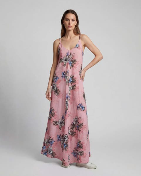 Exotic Floral Womens Linen Oversized Dress