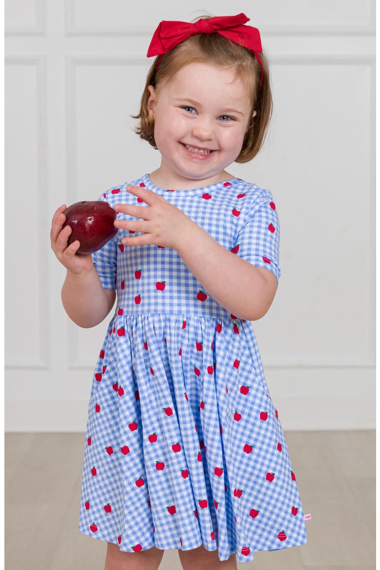 Apple Orchard Gingham Skater Dress, Alternate, color, BLUE