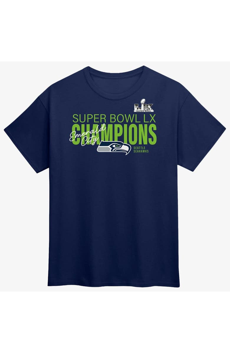 FANATICS Men's Fanatics College Navy Seattle Seahawks Super Bowl LX Champions Autograph Signing Roster T-Shirt, Alternate, color, College Navy
