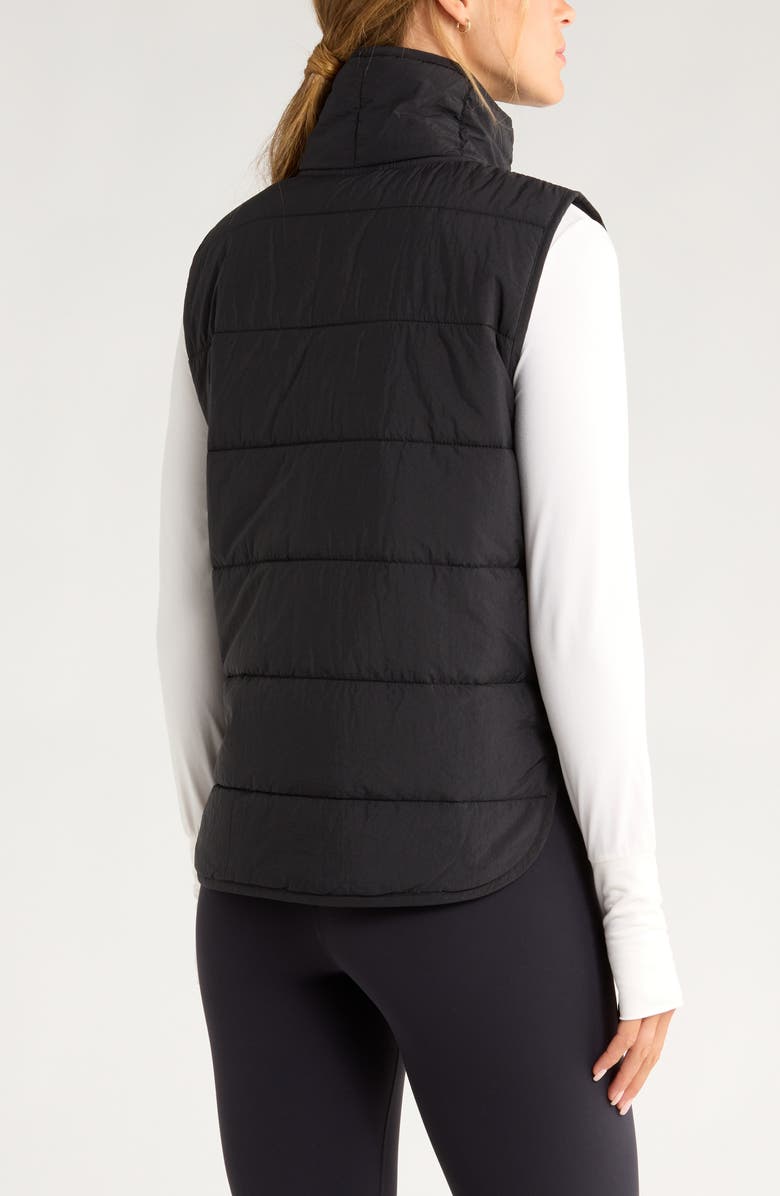 Zella Packable Quilted Vest, Alternate, color, Black
