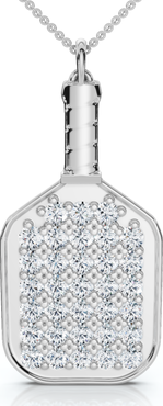 Bliss Diamond 1Ct Diamond Studded Pickleball Paddle Pendant Necklace 10k Gold Lab Grown
