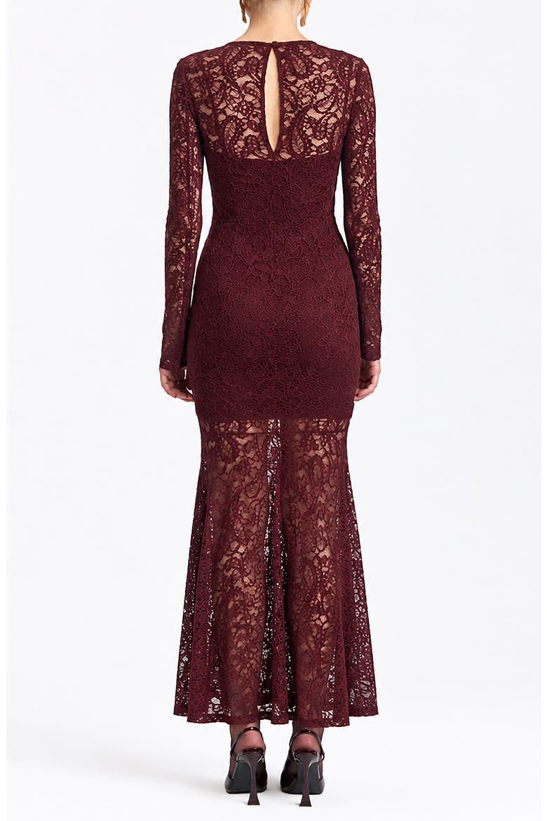 Shirred Lace Maxi Dress, Alternate, color, WINE