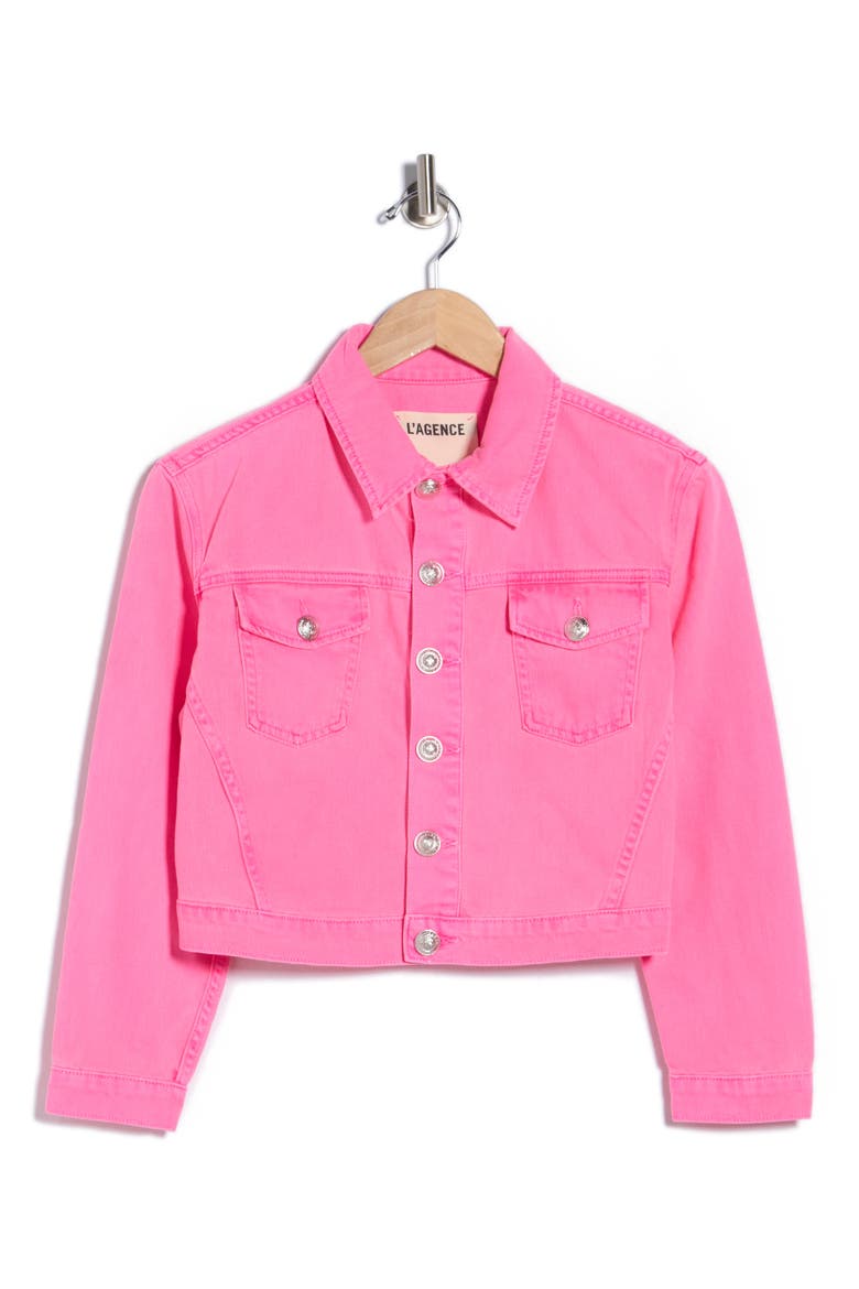 Koda Crop Denim Jacket, Alternate, color, PINK GLO