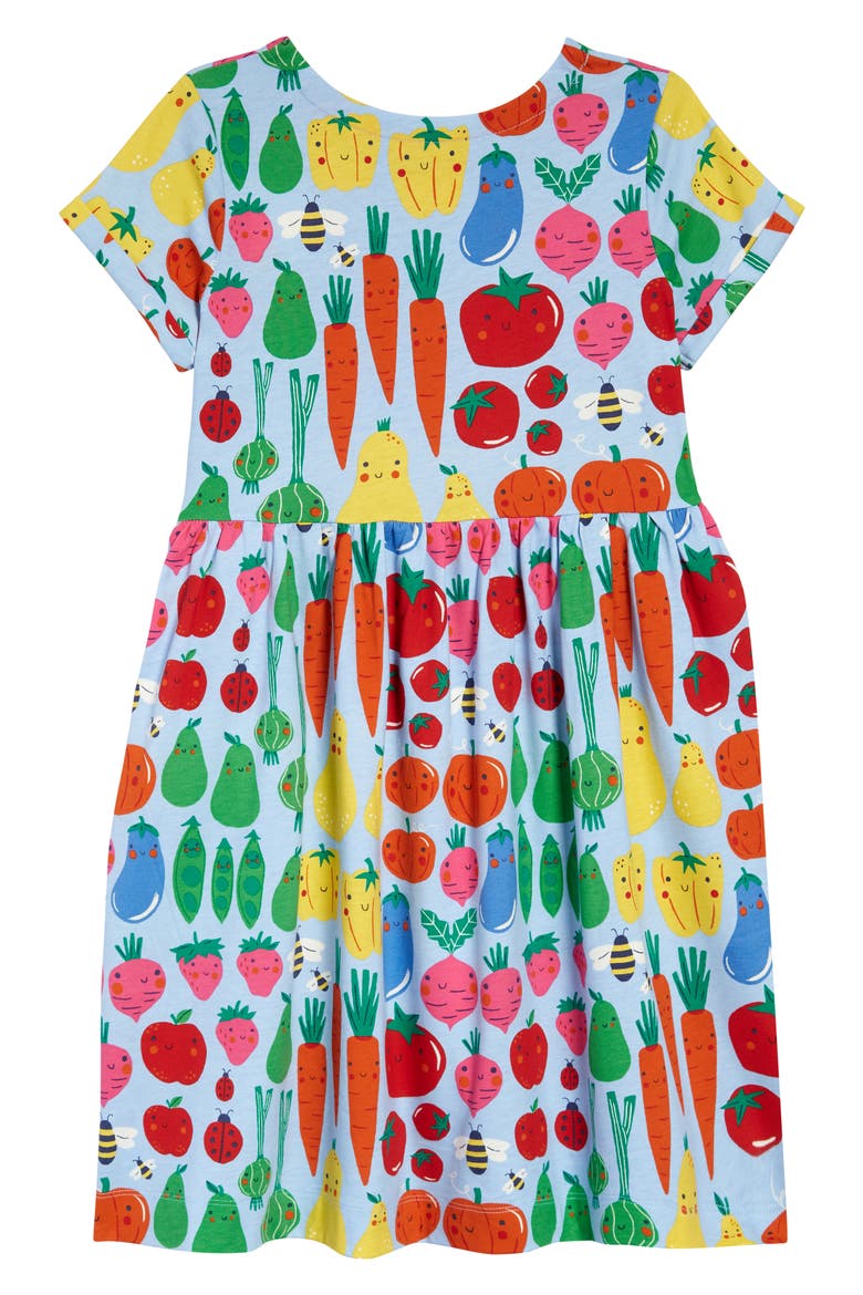 Kids' Print Jersey Fit & Flare Dress, Alternate, color, WINTER BLUE GARDEN GANG
