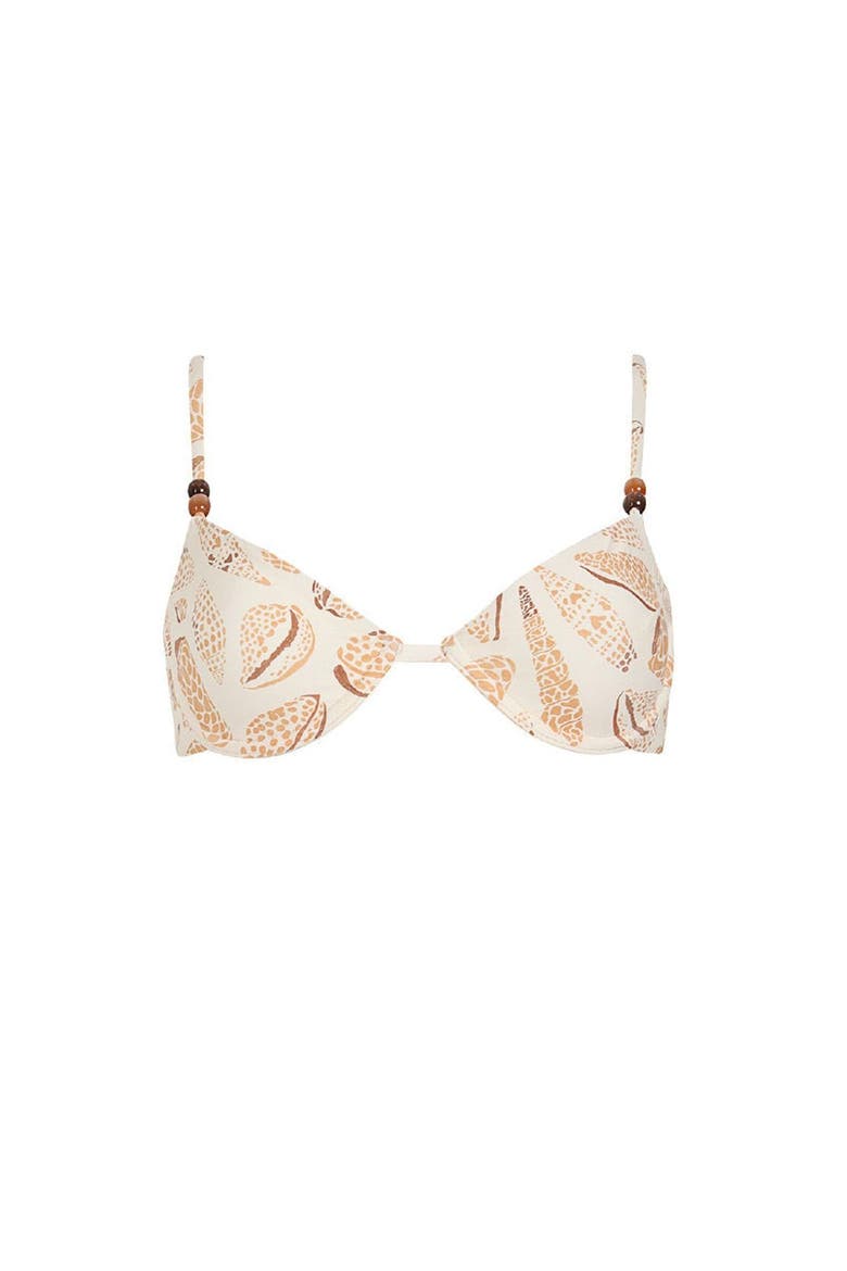 Shell Tides Print Underwire Bikini Top, Main, color, Beige Shell Print